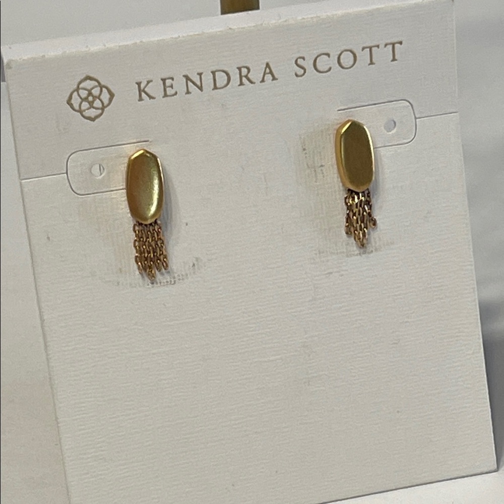 Kendra Scott ‘Fern’ Rose Gold Oval Chain Tassel Stud Earrings